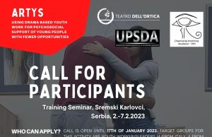 Poziv za učešće na Trening seminaru namenjen omladinskim radnicima/cama, liderima/kama koji imaju iskustvo u primeni teatra i drame u pružanju psihosocijalne podrške mladima iz ranjivih grupa